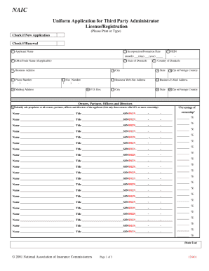 Naic Fillable Application Form