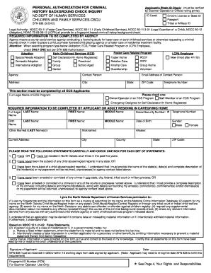 North Dakota Criminal History Background Check Inquiry Sfn838  Form