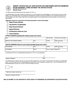 ABSENT VOTER&#039;S BALLOT APPLICATION for UNIFORMED Nd