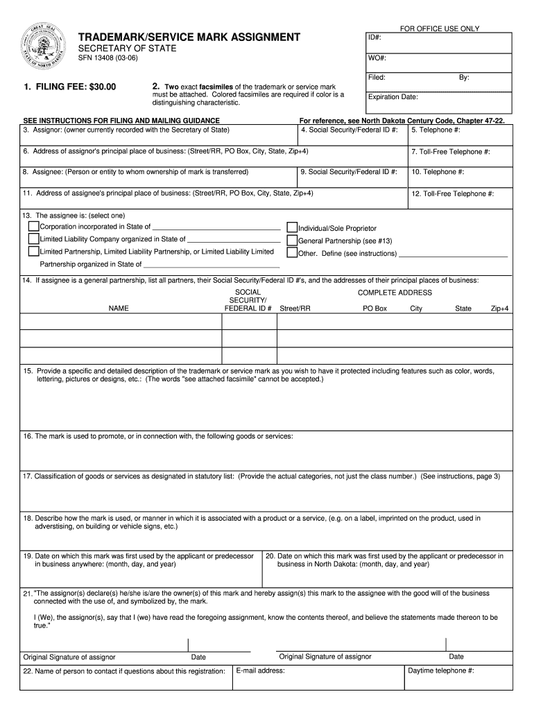 TRADEMARKSERVICE MARK ASSIGNMENT Nd  Form