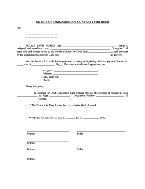 Florida Notice of Assignment of Contract for Deed  Form