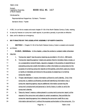 0100 Sixtieth Legislative Assembly of North Dakota Introduced by Representatives Koppelman, Gulleson, Thoreson Senators Dever, T  Form