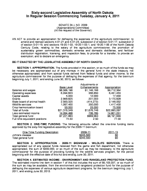 Sixty Second Legislative Assembly of North Dakota in Regular Legis Nd  Form