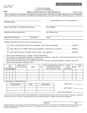 Oklahoma Lpg Flat Fee Tax Decal Application  Form