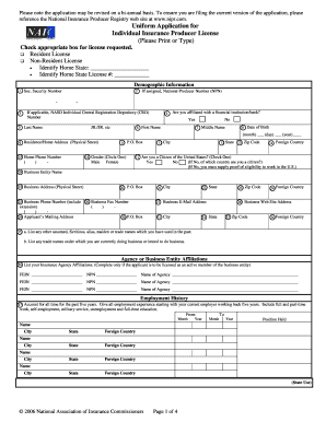 Fillable Naic Uniform Application