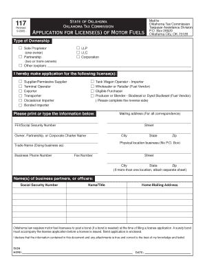 Application for Licenses of Motor Fuels Tax Ok  Form