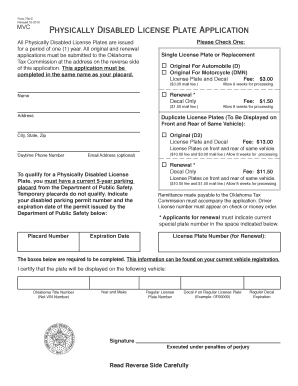 Physically Disabled Renewal Form Oklahoma