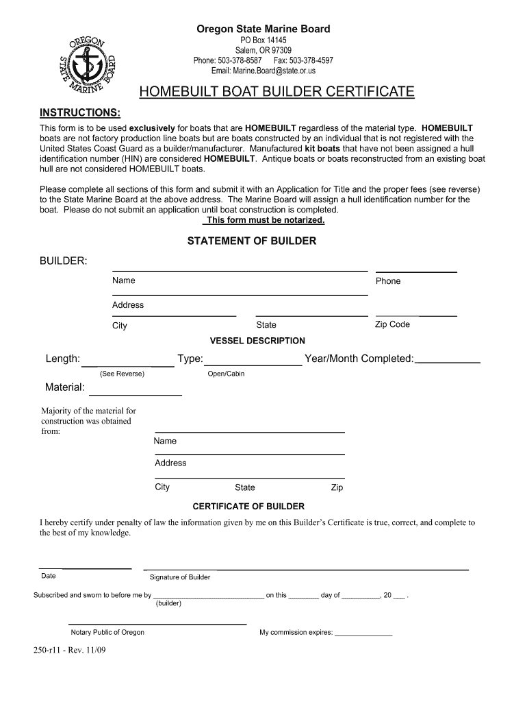 Builder S Certificate  Form