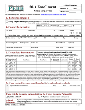 Enrollment Active Employees Oregon Gov Oregon  Form