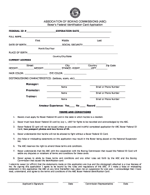 Boxers Federal Identification Card Application Georgia Form
