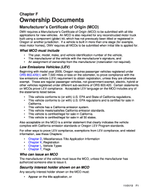 Chapter F Ownership Documents Manufacturer&#039;s Oregon Gov Oregon  Form