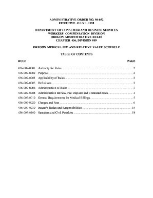 98 052 EFFECTIVE JULY 1, DEPARTMENT of CONSUMER and BUSINESS SERVICES WORKERS&#039; COMPENSATION DIVISION OREGON ADMINISTRATIVE   Form