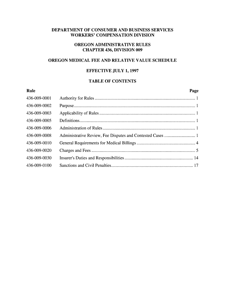 DEPARTMENT of CONSUMER and BUSINESS SERVICES WORKERS&#039; COMPENSATION DIVISION OREGON ADMINISTRATIVE RULES CHAPTER 436, DIVISI  Form