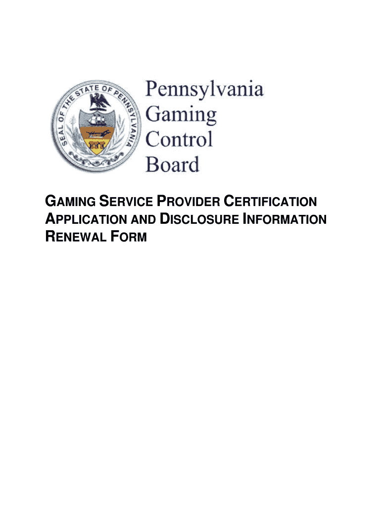 Pa Certified Gaming Service Provider Form