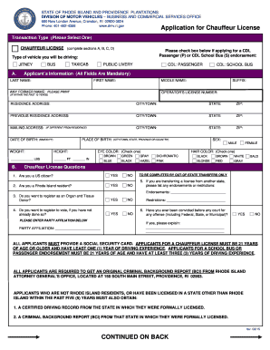 Chauffeur License Cost  Form