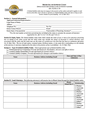 Ri Applicatoin for Limited Liability Entity License Form