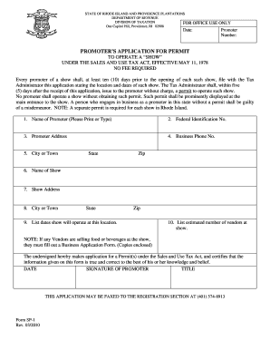 Ri Promoters Permit Form