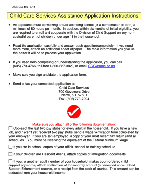  Child Care Services Assistance Application Instructions Dss Sd 2011