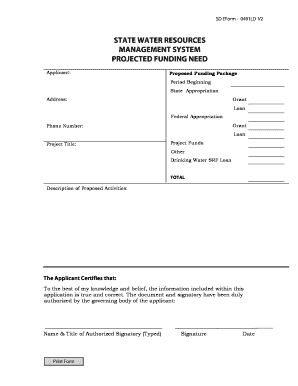 Application for State Water Resources Management System Denr Sd  Form