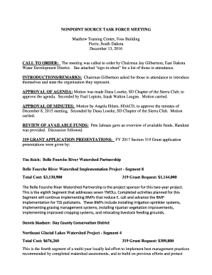 Minutes of the NONPOINT SOURCE TASK FORCE MEETING Denr Sd  Form