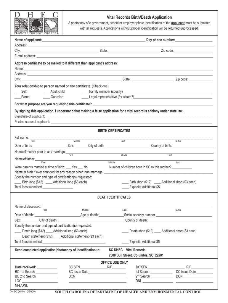  Sc Dhec Application 2009-2024