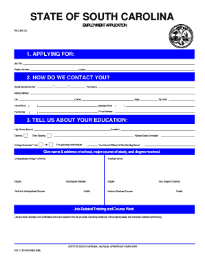 STATE of SOUTH CAROLINA Dnr Sc  Form