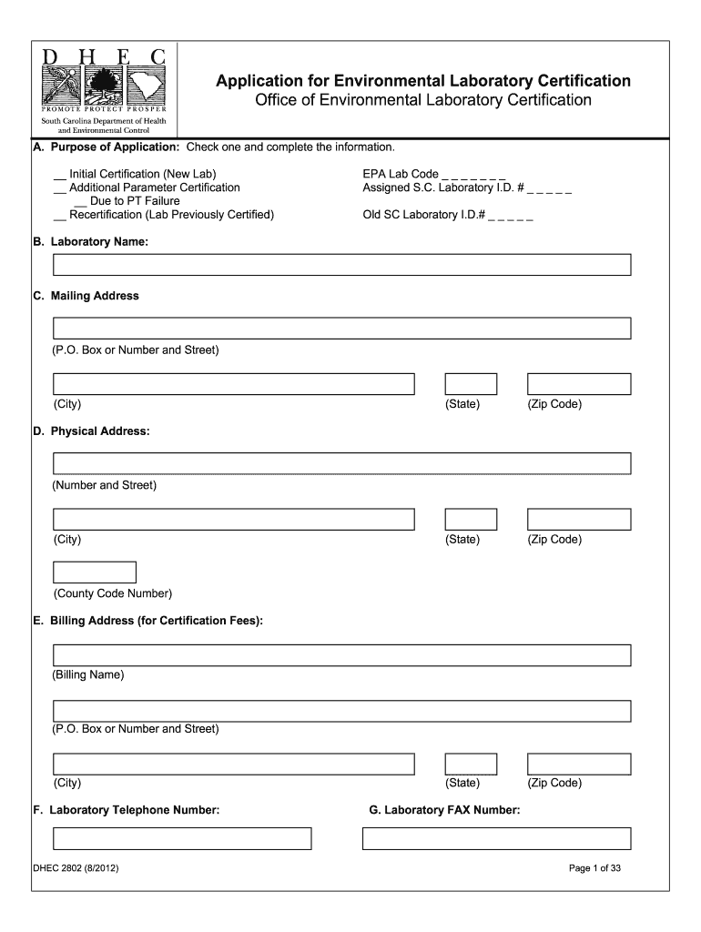  Dhec Form 2802 Fillable 2012-2024