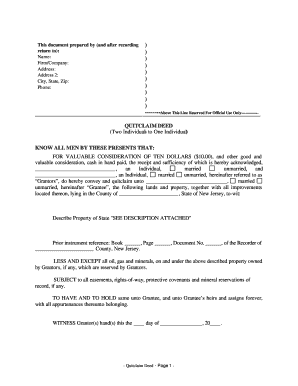 Example of Completed Florida Quit Claim Deed  Form