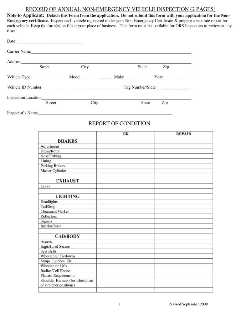 Record of Annual Inspection Form