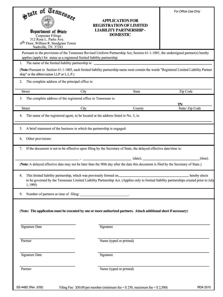 Get and Sign Ss 4482 Tennessee  Form 2002-2022