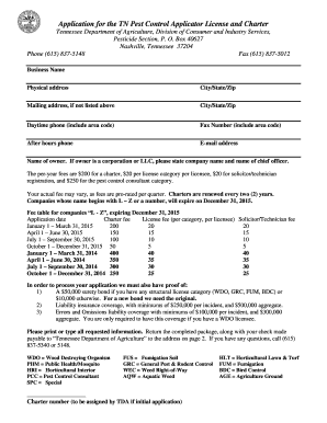  Pest Control Applicators License Tn Form 2015