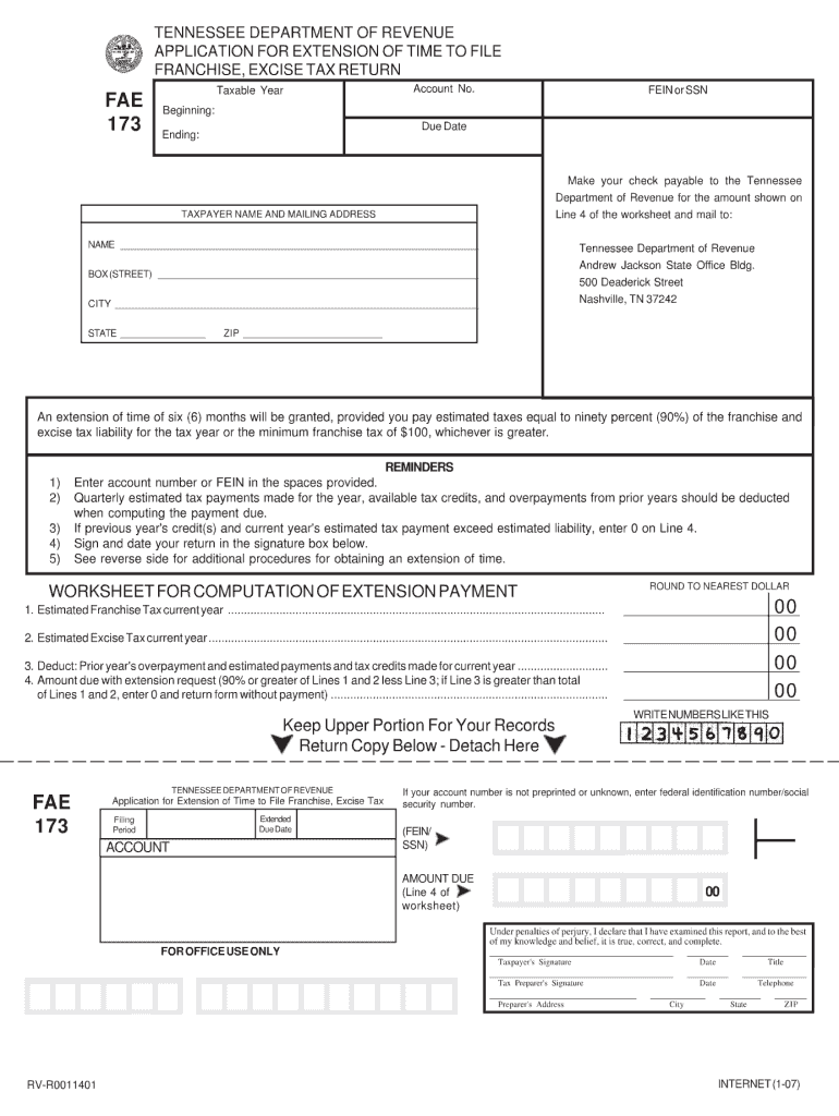  Form Fae 173 2017