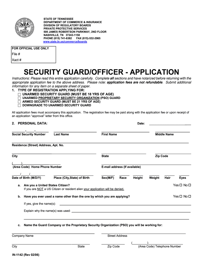 Armed Security License Tn  Form