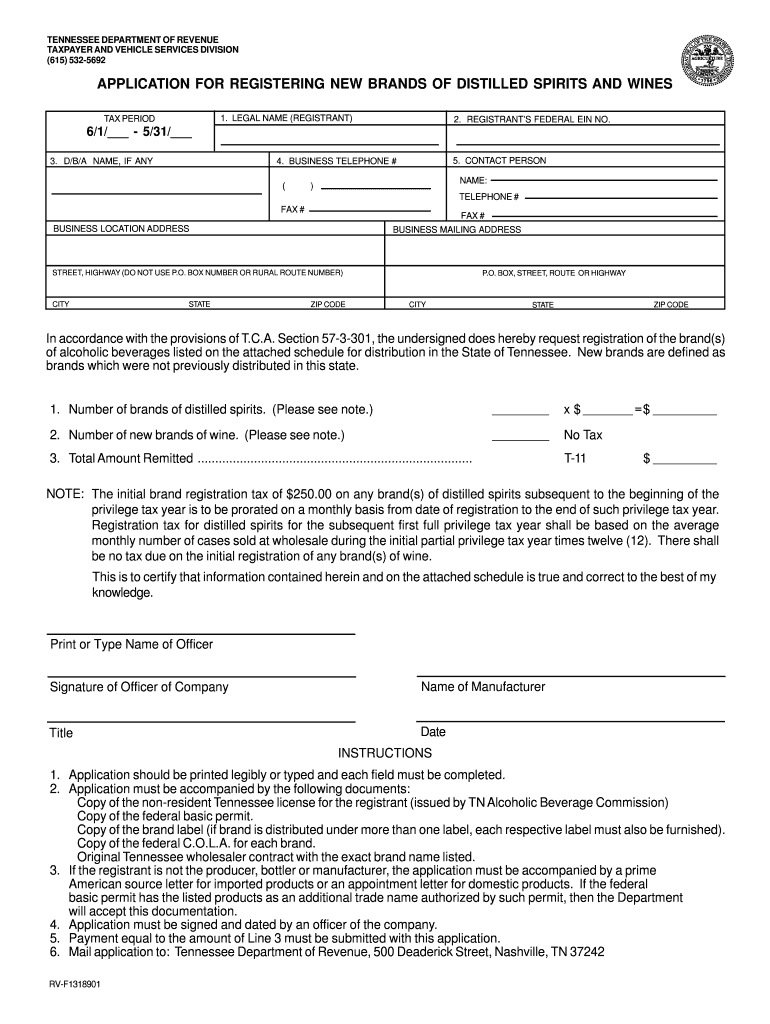 Tennessee New Brands  Form