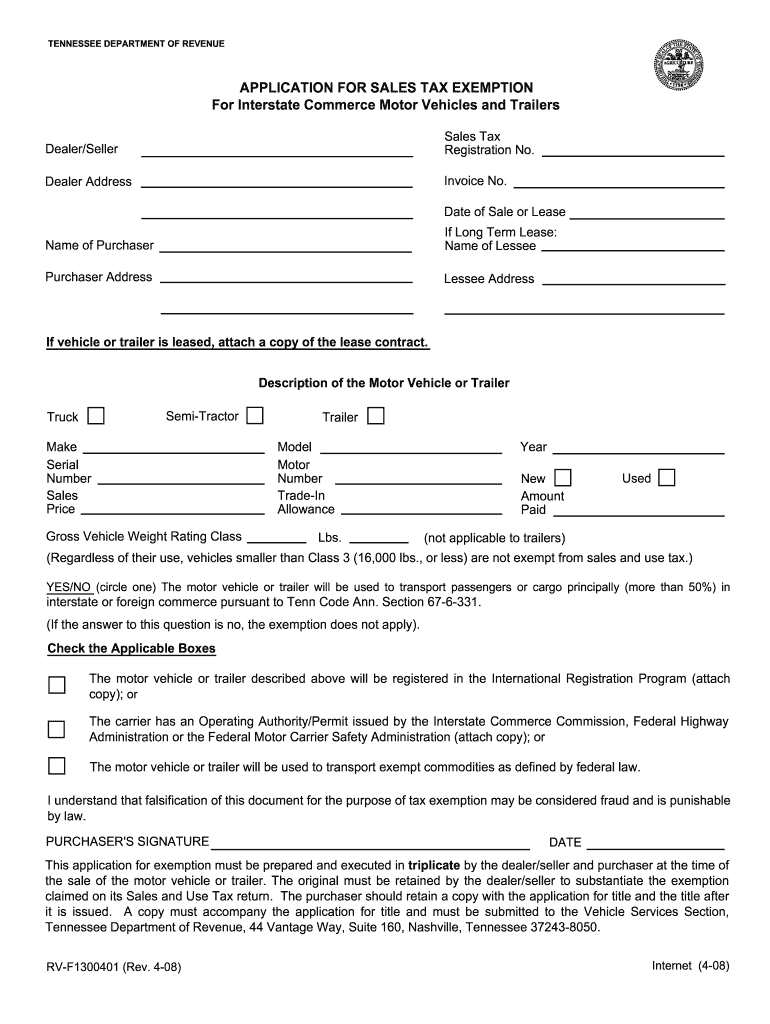  Tn Form Rv F1300401 2008