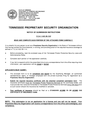 Proprietary Security Organization Form