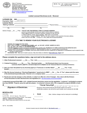 Tn Electrical License Renewal  Form