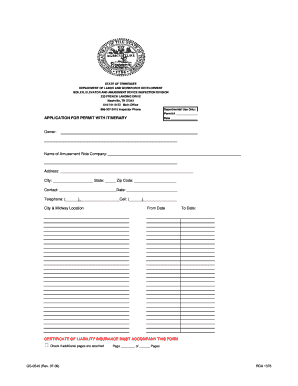 APPLICATION for PERMIT with ITINERARY Owner TN Gov Tn  Form