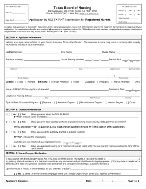 Texas Board of Nursing Application Form 2011
