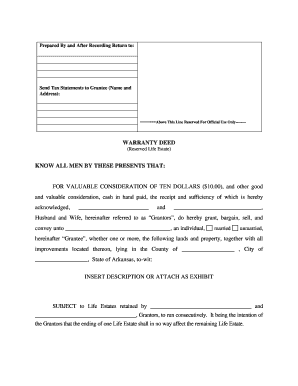 Life Estate Deed Form