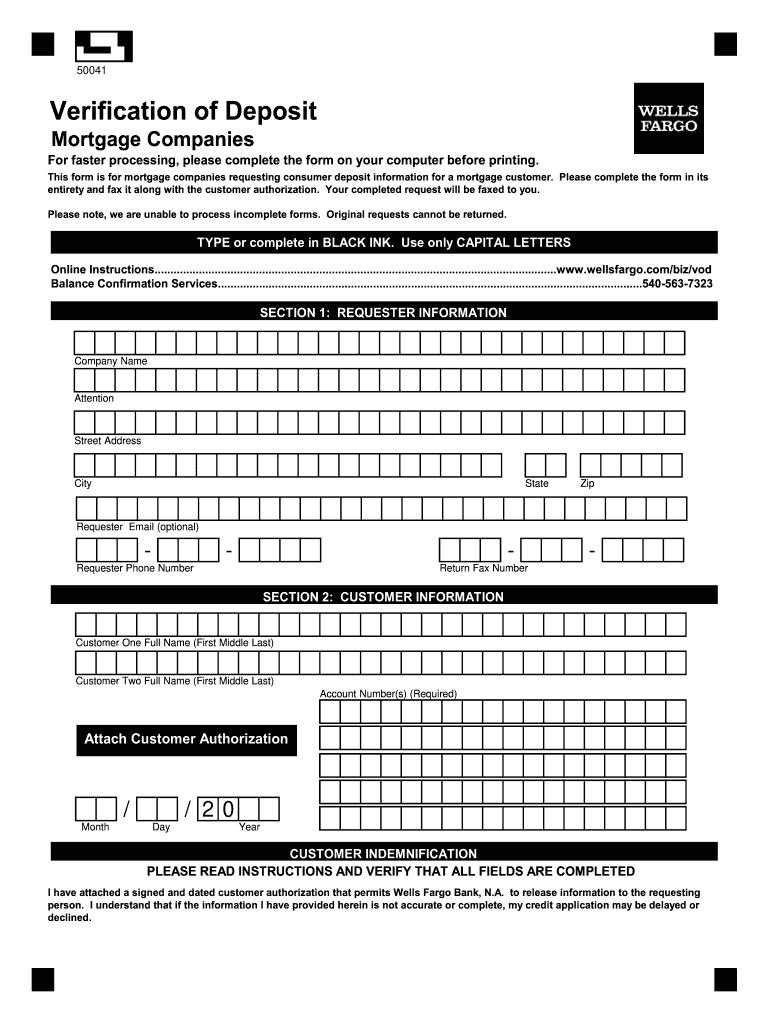 Wells Fargo Vod  Form