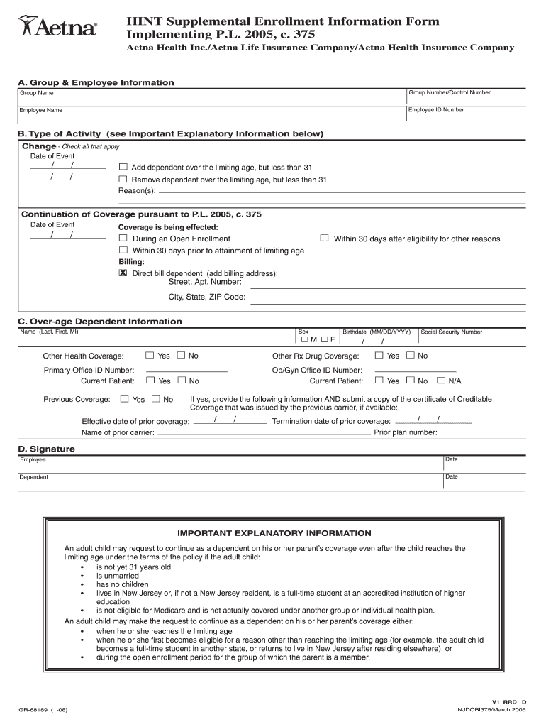 Completing Aetna Hint Form 2008