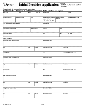 Aetna Initial Provider Application Form
