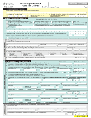 Texas Application for Fuels Tax License Form