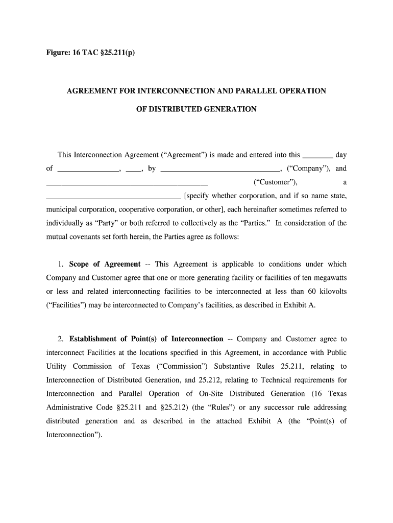 1 1 Distributed Generation Interconnection Availability Company Puc Texas  Form