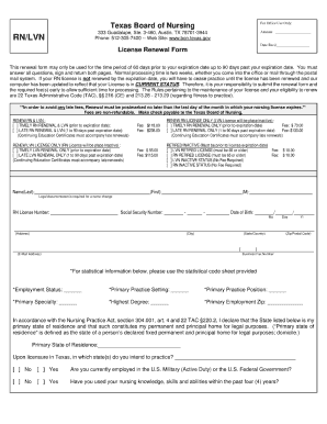 Board of Vocational Nursing Renewal  Form