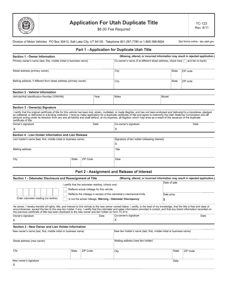 Utah RMV Forms