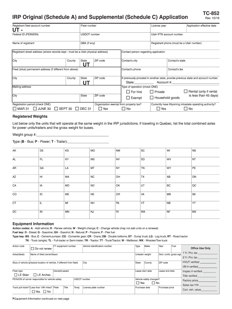 Utah Form Tc 852