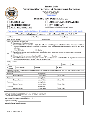 Dopl Utah Cosmetology Form