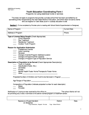Dhs Office of Licensing Utah Yec Form Ii